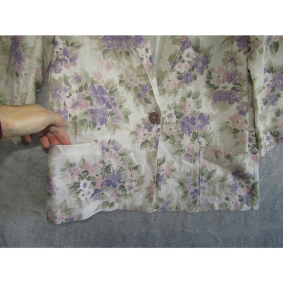 Apparenza Women's Vintage Floral Linen Blend Blazer Jacket‎ Size M – Made in USA - Picture 2 of 9